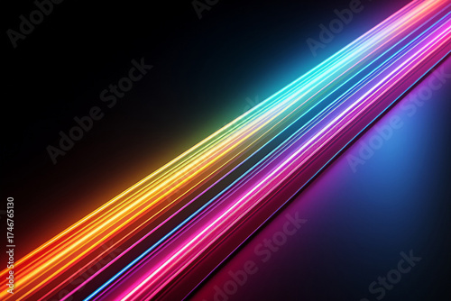 Futuristic Cyberpunk Light Streaks, Dynamic Data Transfer Visualization