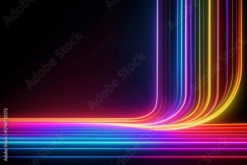 Futuristic Cyberpunk Light Streaks, Dynamic Data Transfer Visualization