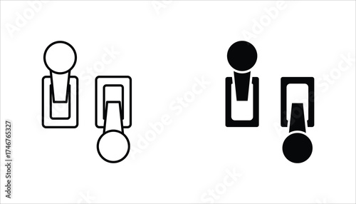 Lever icons set in outline and stroke versions. Vector illustration for web design. Isolated on white background.	