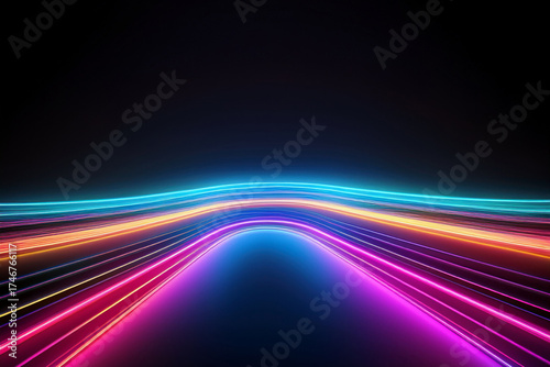 Futuristic Neon Light Trails and Cyberpunk Motion Lines Background