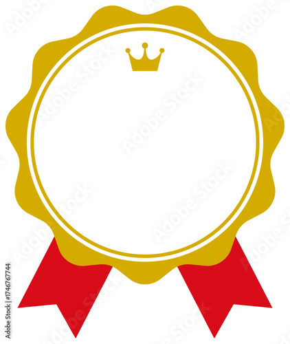 ランキングのメダルフレーム　リボン　王冠　飾り金