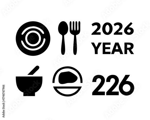 Food and nutrition related icons for the year 2026