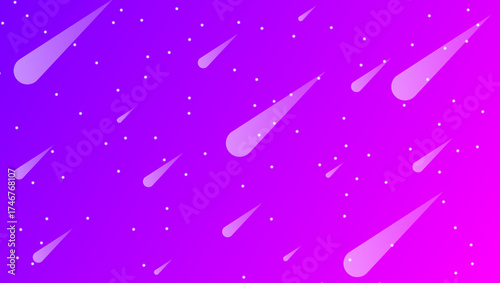 Colorful Gradient Background with Glowing Meteor Shower and Stars in the Night Sky Abstract Cosmic Space Illustration in Pink and Purple Tones