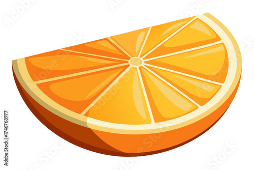 slice of orange on white background