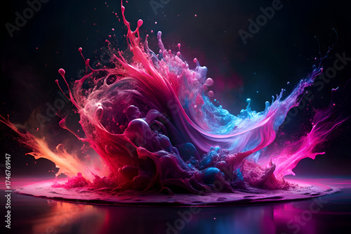 Abstract Colorful Paint Explosion. Dynamic Swirling Colors