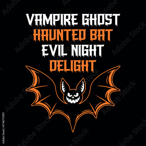 Vampire Ghost Haunted Bat Evil Night Delight Halloween T-Shirt