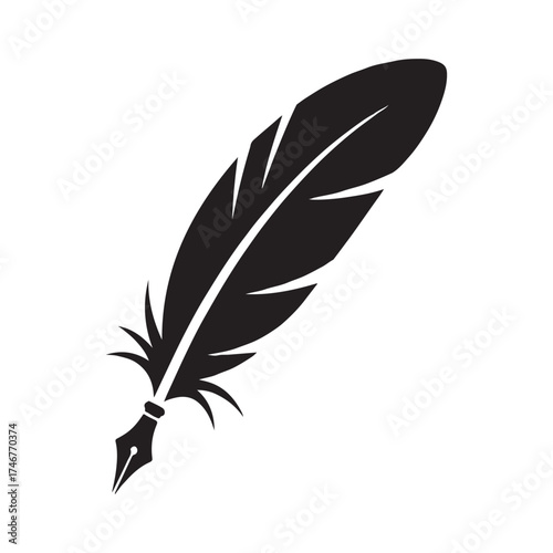 Quill Feather Pen Elegant Solid Symbol