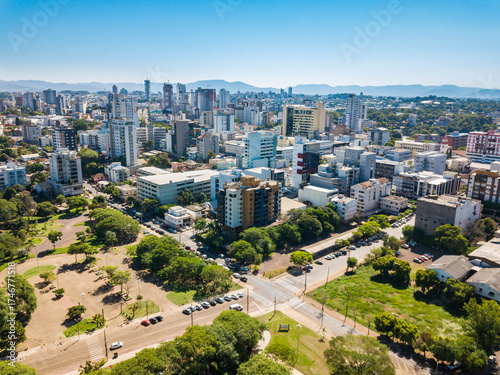 Lajeado RS - aerial view of Dick Park and the city center of Lajeado, Rio Grande do Sul