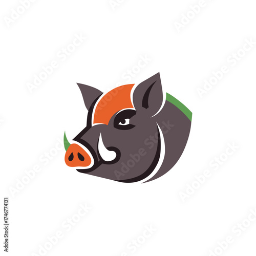 Wild Boar Head Modern Minimalist Logo Design Vector 