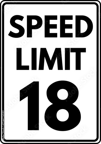 Speed limit 18 mph traffic sign