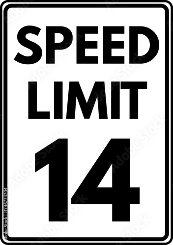 Speed limit 14 mph traffic sign