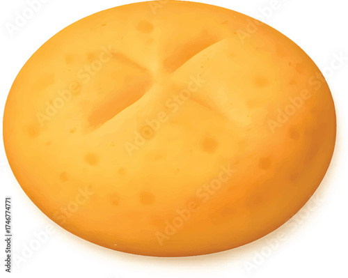 Freshly baked Kaiser roll with a golden crust, ready for sandwiches or breakfast, promising delicious flavor and comforting warmth, a bakery delight