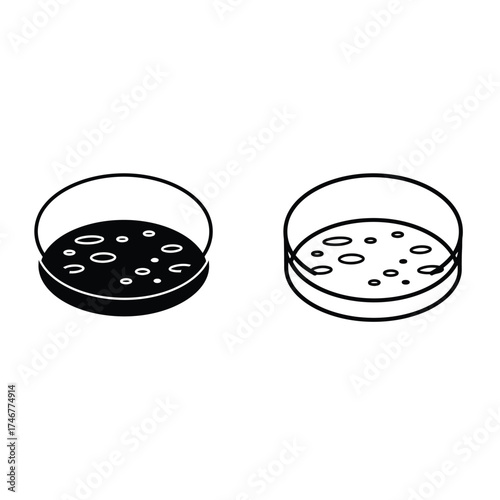Petri Dishes with Colonies Icon colony microorganism bacteria culture biology science laboratory research experiment agar plate growth