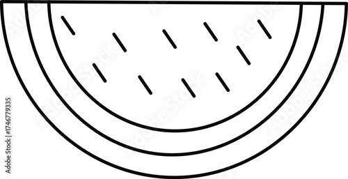 A simple cartoon illustration of a slice of watermelon isolated on a white background