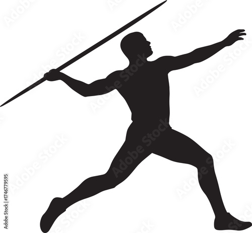 Javelin Launch Athlete Silhouette Vector | Powerful Throw in Action | Track and Field Sports Illustration