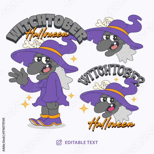 Witchtober Halloween Vintage Cartoon Halloween
