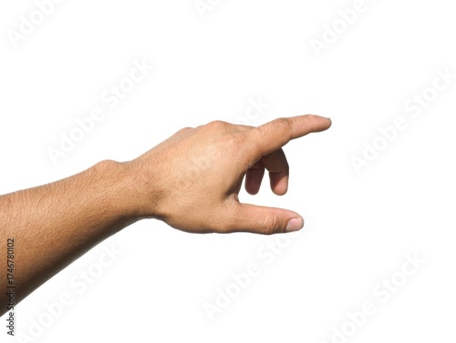 Men's hands making gestures like I'm pointing at something. or touch the phone screen Isolated on white background.