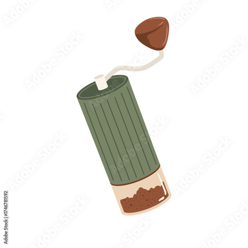 Manual Hand Coffee Grinder Vector Illustration