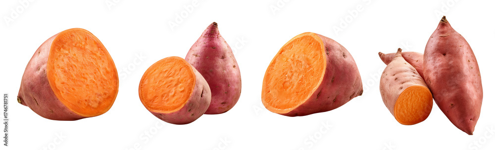 Fototapeta premium Sweet potato isolated on transparent background closeup