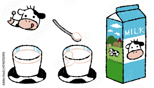 手描きでラフな牛乳プリン／牛乳