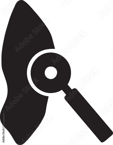Animal ear silhouette examined by vet mirror tool for veterinary checkup and care design.
