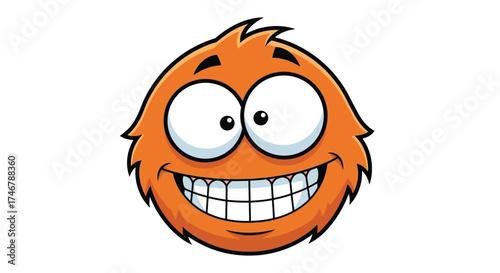 Cartoon illustration showcasing a vibrant orange furry character with cheerful expression showing