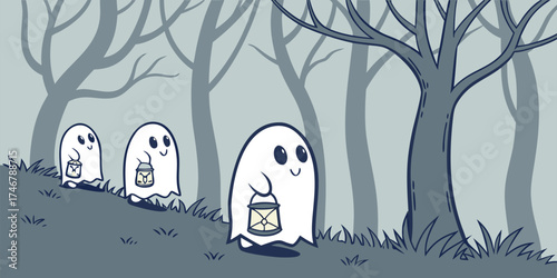 vector illustration of a cemetery in winter