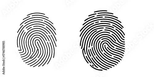 Finger print id authentication symbol set. Fingerprint, biometric,set of finger print fingerprint lock secure security logo vector icon.