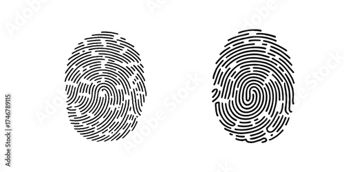 Finger print id authentication symbol set. Fingerprint, biometric,set of finger print fingerprint lock secure security logo vector icon.