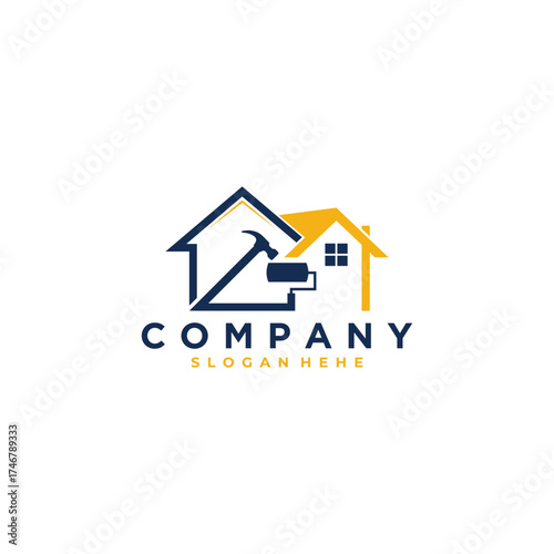 home repair, roofing, remodeling, handyman, home renovation, decor logo