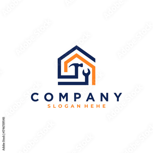 home repair, roofing, remodeling, handyman, home renovation, decor logo
