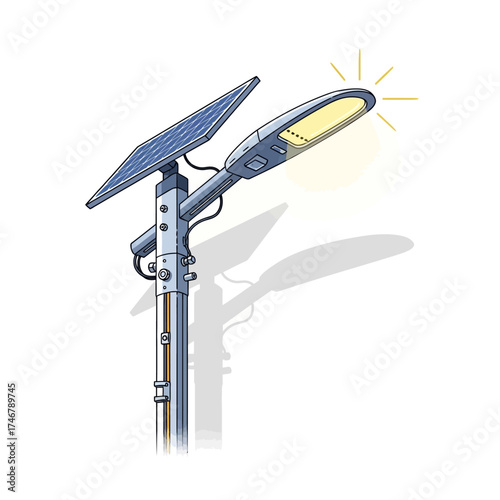 Vector art of solar street light, a sustainable energy solution