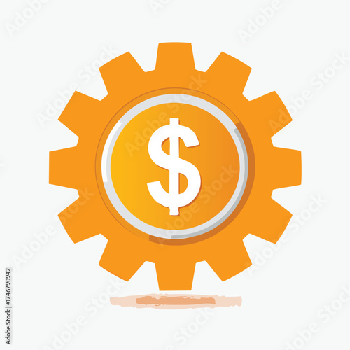 Financial Gear Icon with Dollar Sign for Business and Profit Concept – AI Generated