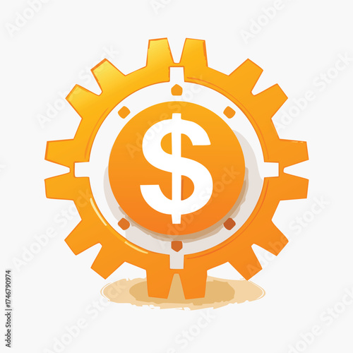Orange Gear with Dollar Symbol Representing Financial Mechanism – AI Generated