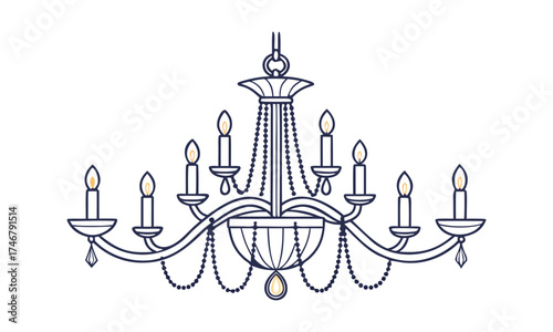 Luxury Chandelier Vector Panel – Crystal, Gold & Shade Models on White, Minimal Flat, interior elements, easily editable.