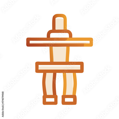 Vector art of inukshuk icon, a stone landmark or cairn built by humans, traditionally used as a navigational aid by the inuit