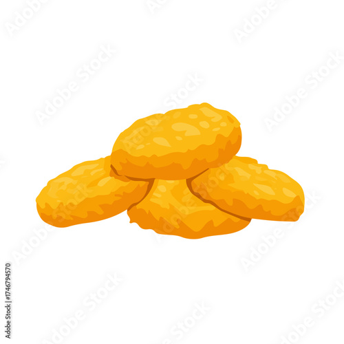 2D flat vector illustration of a Chicken Nuggets, designed in a modern minimal style and isolated on a white background.