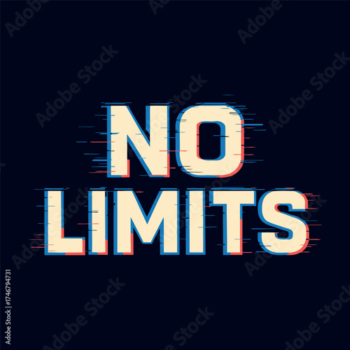 No Limits Futuristic Typography — Tech Glitch Effect Bold Vector Design