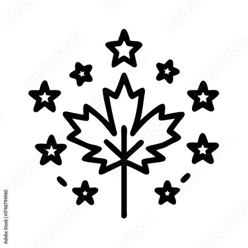 Vector art of canadian maple leaf icon with stars