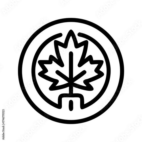 Vector art of canadian maple leaf symbol inside a circle
