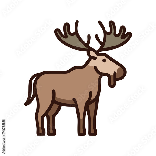 moose, animal, wildlife, mammal, antler, nature, forest, woodland, creature, herbivore, ungulate, cervid, male, adult, brown, tan, beige, outline, 