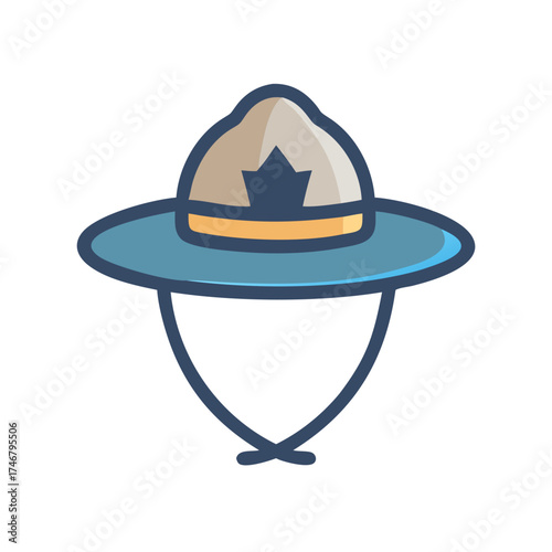 Illustration of a scout leaders hat, a symbol of adventure and outdoor exploration