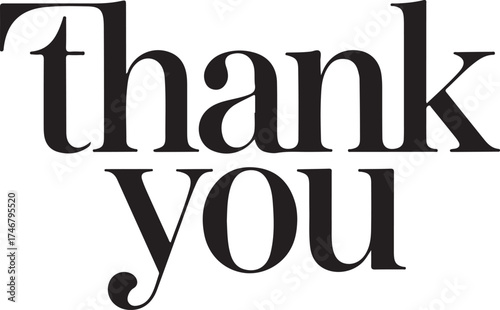 Elegant black typography expressing gratitude text thank you