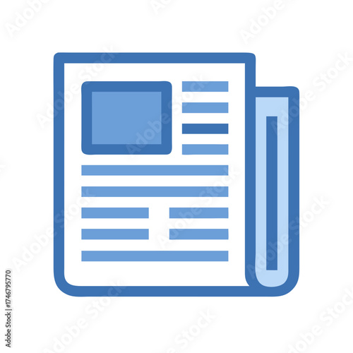 Vector art of newspaper icon with blue outline and, representing news and information