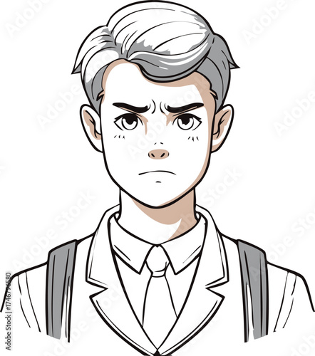 Young Man with Angry or Frustrated Expression