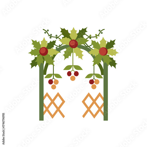 christmas vineyard trellis decorations on white 