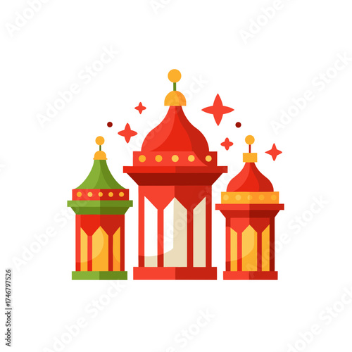 christmas shrine lantern decorations on white 