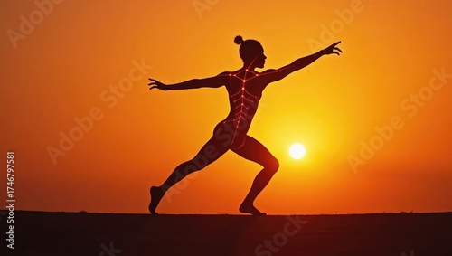 Wallpaper Mural Dancer Silhouette with Musculoskeletal Glow at Sunset Torontodigital.ca