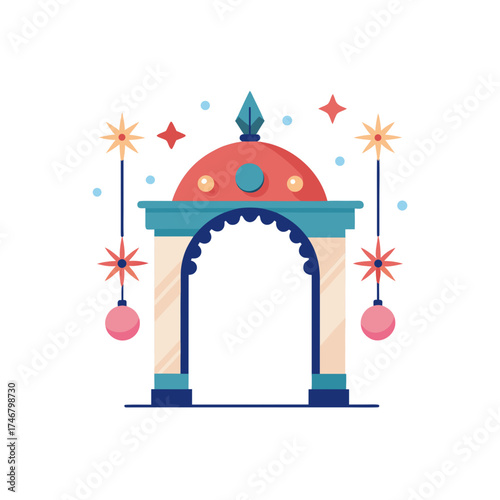 christmas loggia archway decorations on white 