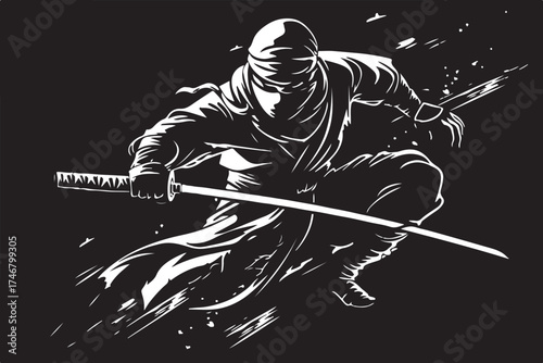 Katana Ninja Battle Silhouette Set